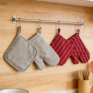 Mitaines de four de style nordique en coton résistantes à la chaleur, 26 cm, motif géométrique, pour la pâtisserie et la cuisine - Product Image 5