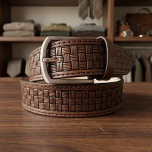 Ceintures en cuir pour hommes personnalisables et tendance - Boucle à ardillon en acier, largeur 3,8 cm, longueur 140 cm, style vintage, durables et imperméables - Product Image 1