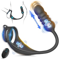 Masseur de prostate vibrant avec anneau pénien vibrant, stimulateur de fessiers, vibrateur anal masculin, plug anal portable pour hommes