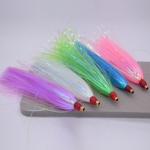 105mm Teasers de pêche en tube de laiton avec queue scintillante en Mylar, jupes et montages pour leurres de pêche <span class=keywords><strong>au</strong></span> flounder à cheveux, pour la pêche en eau salée et en eau douce - Product Image 6