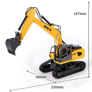 Camion plateau télécommandé HUINA 1319 à 9 canaux avec excavatrice, modèle de véhicule d'ingénierie RC, jouet cadeau - Product Image 4