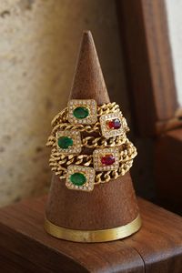 Anillo de Cadena Cubana con Piedras Preciosas de Oro Real de 18K, Estilo Nuevo de Xinfly, Joyería Fina, Esmeralda, Rubí, Au750, Diamante Natural, Regalo - Product Image 2