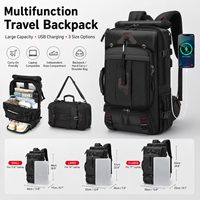 Mochila de Viaje para Hombre de Gran Capacidad, Expandible a 80 Litros, Bolsa de Equipaje de Mano con Compartimento para Zapatos, Mochila Resistente para Camping