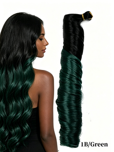 BELEZA 1B/Vert, Cheveux Synthétiques Teints à Haute Température, Boucles Souples Françaises, pour Tressage au Crochet, Extensions de Cheveux pour Femmes Africaines - Product Image 1