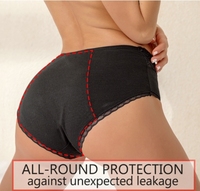 Culottes Menstruelles Anti-Fuite à Quatre Couches en Coton avec Ceinture en Dentelle, Tailles XS-4XL Grandes Tailles