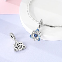 Abalorios de Plata 925 MULA, Serie Azul, Forma de Mariposa, Colgantes Originales de Moda para Hacer Joyería DIY con Circonita