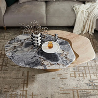 Table basse italienne moderne en acier inoxydable avec design en marbre de luxe pour le salon, la villa ou l'hôtel polygone meubles de maison