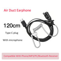 Écouteur intra-auriculaire Type C à tube d'air style FBI, protection contre les radiations acoustiques, avec microphone