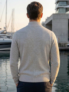 Versatile Quality Rib Knitted Clothes 100% Organic Cotton 7GG Mens <b>Zip</b> <b>Up</b> <b>Cardigan</b> - Product Image 2