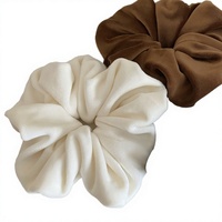 Scrunchie rambut wanita berkualitas bagus, warna solid, desain floral, elastis, penjepit rambut, ikat rambut.