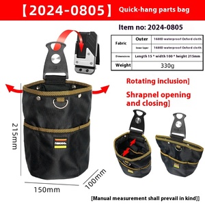 Sac à outils rotatif en polyester personnalisé, fermeture éclair, sac pour pièces électriques, sac à clous pour le travail du bois, sac cylindrique pour la taille - Product Image 6