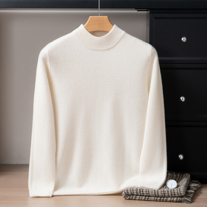 Pull-over col rond en cachemire 100% pour homme, automne-hiver, tricoté à maille épaisse, vente en gros - Product Image 2