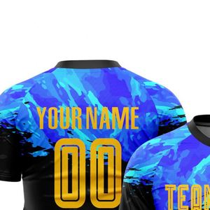 Camiseta de Fútbol Azul y Negra para Hombre, Manga Corta, Ligera, Transpirable, Uniforme Deportivo de Alto Rendimiento para Entrenamiento y Equipo - Product Image 5