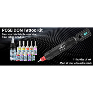 Kit de stylo à tatouer sans fil professionnel par POSEIDON - Pistolet à tatouer portable en acier inoxydable pour les sourcils - Product Image 4