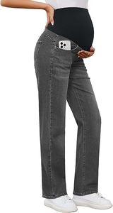 Jeans Droit <span class=keywords><strong>pour</strong></span> <span class=keywords><strong>Femme</strong></span> <span class=keywords><strong>Enceinte</strong></span> avec Tissu Extensible Confortable <span class=keywords><strong>pour</strong></span> le Ventre, Disponible en Tailles S-XXL - Product Image 3