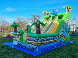 Thương mại <span class=keywords><strong>Inflatable</strong></span> động vật chủ đề Công viên trượt sân chơi ngoài trời phim hoạt hình inflatables lâu đài Combo đôi làn đường trượt cho trẻ em - Product Image 2