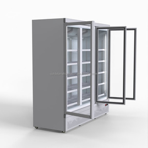 Vente en gros Vitrine pour congélateur commercial Trois portes Design vertical Porte en verre réfrigérée avec ventilateur Température unique - Product Image 2