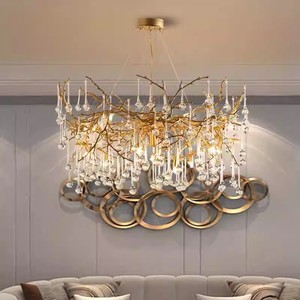 <span class=keywords><strong>Lustre</strong></span> Créatif de Designer en Cristal pour Salle à Manger, Style Luxe Léger Français, Branches de Cuivre, Ambiance Haut de Gamme pour Villa - Product Image 3