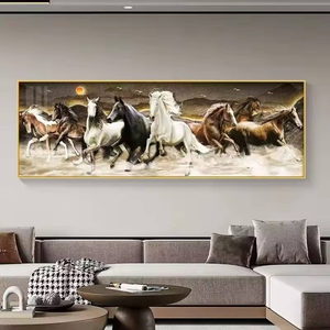 Décoration de salon de luxe : Tableau LED en cristal avec 7 chevaux au galop, impressions d'<span class=keywords><strong>animaux</strong></span> traditionnels, affiches murales équestres - Product Image 2