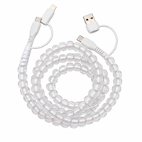 Câble de charge USB Type C transparent 4-en-1 avec perles, pour transfert de données, en cristal transparent, vente en gros