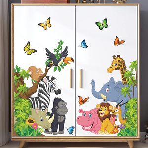 Pegatinas de pared de animales de dibujos animados, pegatinas de pared de animales de la selva, elefante, León, cebra, mariposa, decoración de pared, <span class=keywords><strong>niños</strong></span>, bebé, vinilo DIY M - Product Image 4