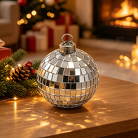 Handgefertigte Silberne Glas-Discokugel mit Lasereffekt für Bar, Bühne und Weihnachtsbaum-Dekoration
