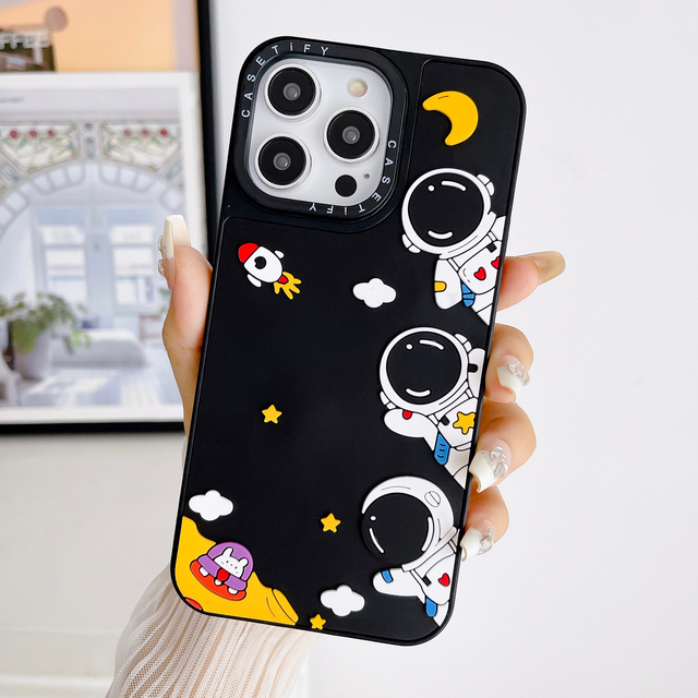 Luxury 3D Spaceman Shockproof Phone Case for iPhone 17 Air 16 15 14 13 12 11 Luxury Protective Mobile Phone Cover Retail