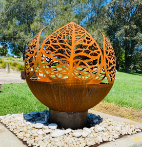 Brasero de jardin autoportant rustique et écologique en acier Corten, portable pour camping, avec couvercle, brûleur à bois - Product Image 3