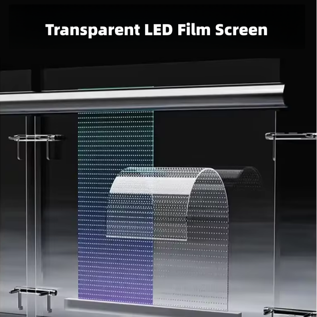 Flexible Transparent LED Film Display Crystal Invisible Glass Window Adhesive LED Screen for Retail Store Commercial Advertising