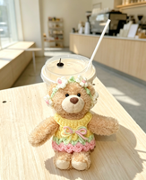 Décoration de tasse à café en peluche sur le thème floral de printemps, robe en crochet faite à la main amovible et bandeau fleuri