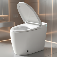 WC intelligent monobloc allongé de style européen moderne, à poser au sol, avec siphon en S, nettoyage automatique et siège chauffant intelligent