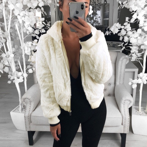 TONGYANG-veste en fausse <span class=keywords><strong>fourrure</strong></span> pour femme, nouveau <span class=keywords><strong>manteau</strong></span> avec <span class=keywords><strong>capuche</strong></span>, taille haute, mode Slim, <span class=keywords><strong>noir</strong></span>, rouge, rose, <span class=keywords><strong>fourrure</strong></span> de lapin - Product Image 3