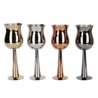 Leatchliving - France Noble Special Used Multiple Colored Stainless Steel Metal Wine Glass Cup Goblet
