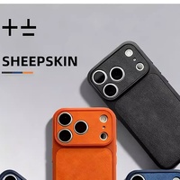 Étui de téléphone portable en cuir PU effet peau de mouton de luxe anti-traces de doigts pour iPhone 18 17 16 15 14 13 Pro Max
