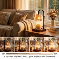 Lampe chauffe-bougie verticale côtelée de qualité supérieure avec minuterie automatique 2-8H, 4 niveaux de luminosité réglables et 2 ampoules GU10 pour la maison