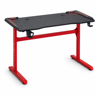 Bureau de jeu ergonomique moderne avec éclairage RGB, table de jeu en fibre de carbone avec support pour casque