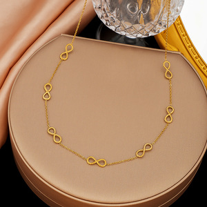 Set di Gioielli in Acciaio Inossidabile 316L Placcato Oro, <span class=keywords><strong>Collana</strong></span> e Bracciale <span class=keywords><strong>Infinito</strong></span> Dorato con Numero 8, Set di Gioielli Anti-sbiadimento - Product Image 2