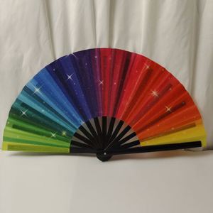QM 33cm Large <b>Hand</b> <b>Fan</b> Rainbow Custom Kung Fu <b>Hand</b> <b>Fan</b> Martial Arts <b>Folding</b> <b>Fan</b> Plastic for Practice Performance Gift - Product Image 5