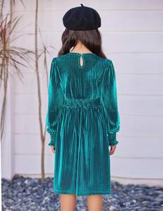 <span class=keywords><strong>Abito</strong></span> Vintage Autunnale per Bambine 4-13 Anni, Stile Impero, Antistatico, in <span class=keywords><strong>Velluto</strong></span>, Maniche Lunghe, Collo Tondo, Lunghezza <span class=keywords><strong>Midi</strong></span> - Product Image 3