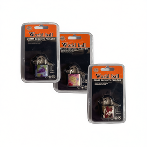 Lucchetto di sicurezza World Ball da 20 mm con stampa, mini serratura per porta, 12 pezzi - Product Image 1