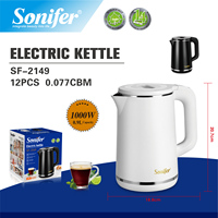 Sonifer SF-2149 900ml 1000W Bouilloire électrique en acier inoxydable Arrêt automatique et poignée froide pour usage domestique