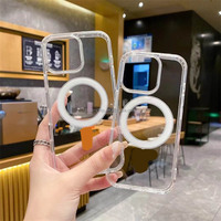 Étui transparent magnétique pour iPhone 16 Pro Max, couverture mobile antichoc en acrylique transparent