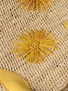 2025 New Arrival Women Handmade <b>Raffia</b> Straw HandBag Large Capacity Single Shoulder Embroidered Daisy Handheld Straw Bags - Product Image 3