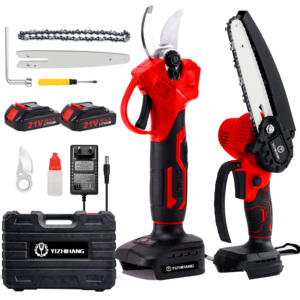 Kit de jardinage portable sans fil 2 pièces : Cisailles de taille et scie à chaîne robuste - Product Image 3