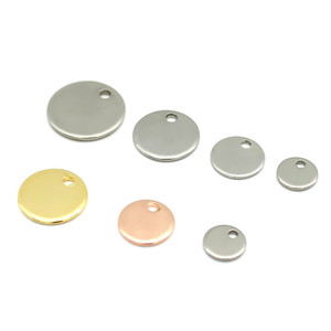 Stainless Steel Round Disc Pendant DIY Jewelry Accessories Smooth Gold Rose Gold <b>Small</b> Tag <b>Necklace</b> Bracelet Chain Component - Product Image 2