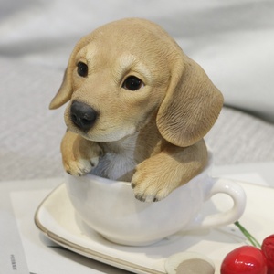 Hogar decoración de la Mesa de polyresin labrador estatua perro sentado en la taza perro miniatura figuras - Product Image 2