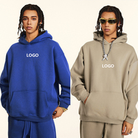 Sweat-shirt à capuche décontracté en molleton de haute qualité 345 g/m², doublé, style streetwear, en coton épais et lourd, chaud pour l'hiver, coupe oversize
