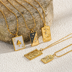 罗燕时尚18k镀金不锈钢项链塔罗牌宗教广场防过敏夏季饰品吊坠款式 - Product Image 4