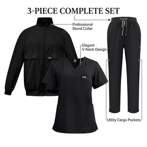 Ensemble de 3 pièces de blouses médicales en gros pour femmes, uniformes d'infirmières en rayonne douce avec veste, personnalisables avec logo, pour le personnel de santé 42192+52002 - Product Image 5