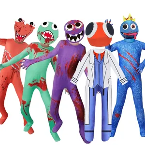 Rainbow Friends Costume Boys Girls Little Blue Monster Cosplay Horror Game Halloween Jumpsuit With headgear Party Costume